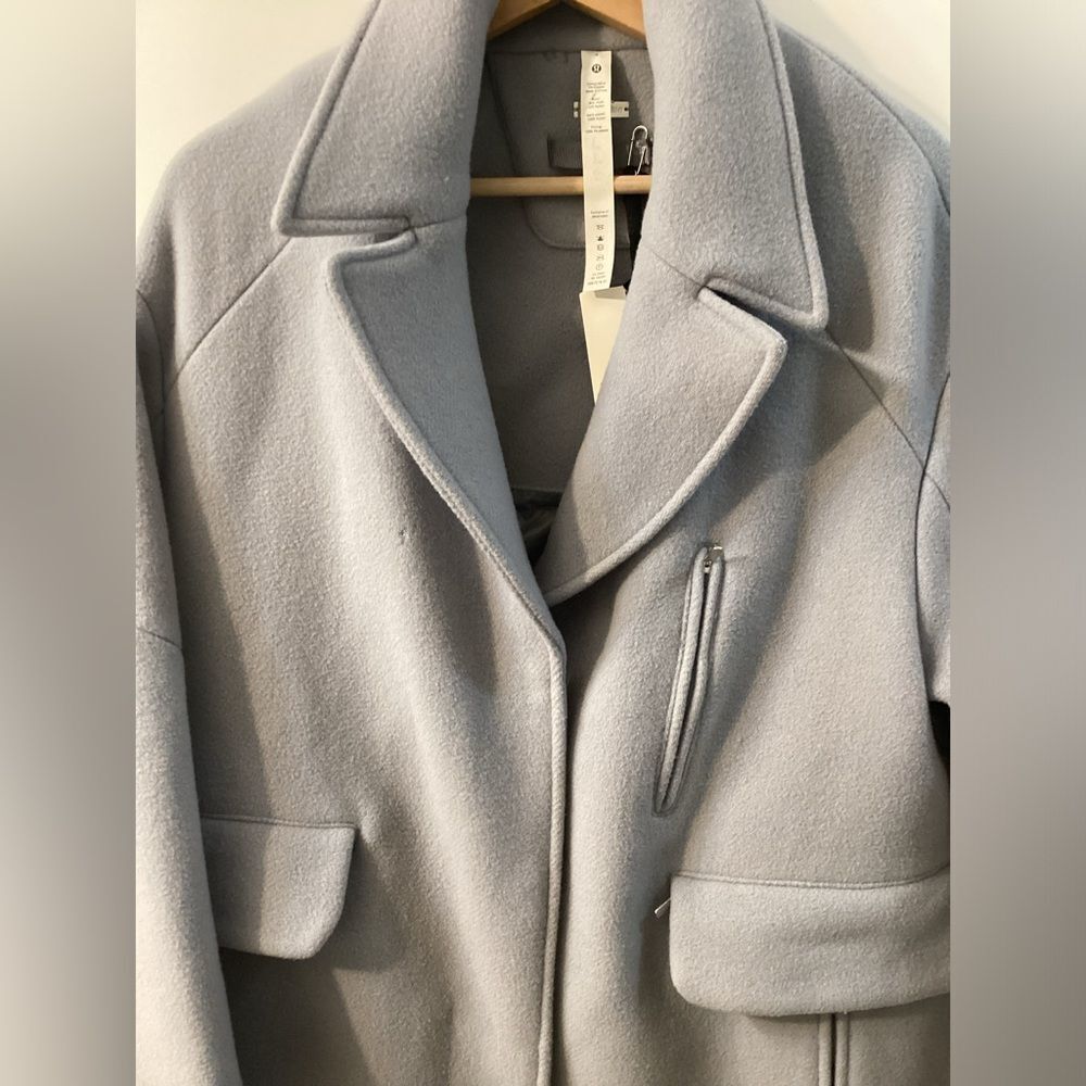Lululemon Wool Long Wrap Coat Light Gray Oversized Jacket Size 4 NWT - Picture 5 of 16